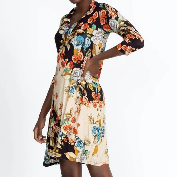🔥🔥NWT Johnny Was Emma Rose Delicate Floral Motif Polo Tunic Dress Size Small - Picture 8 of 16